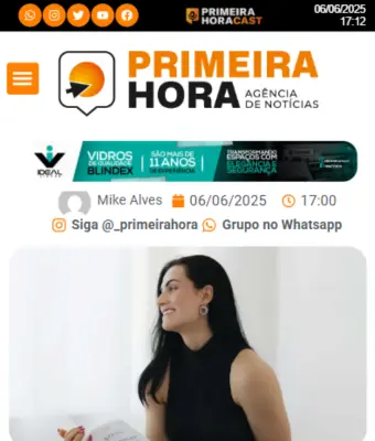 Matéria sobre a nutricionista online Juliana Borges no portal Primeira Hora